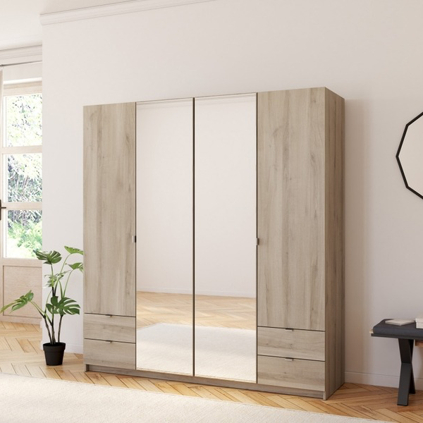 Armoire 4 portes avec miroirs intégrés