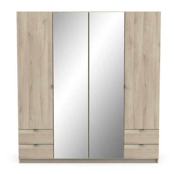 Armoire 4 portes avec miroirs intégrés